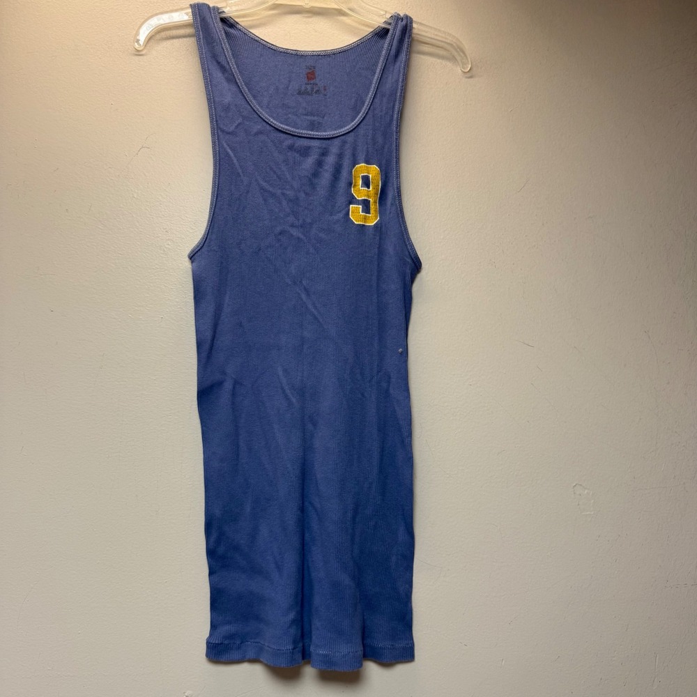 Hanes Tank Top Mens XL Blue Good A-Jaxx 63 Ribbed Cotton Number 9 Graphic